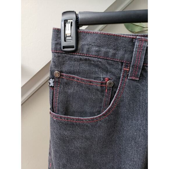 Stacy Adams Jeans Men's 38 Black Denim Embroidered Pockets Slim Fit Straight Leg - Picture 4 of 15